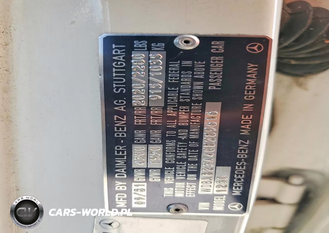 1982 Merz 240-Class VIN:WDBAB23A4CB289616 - 12