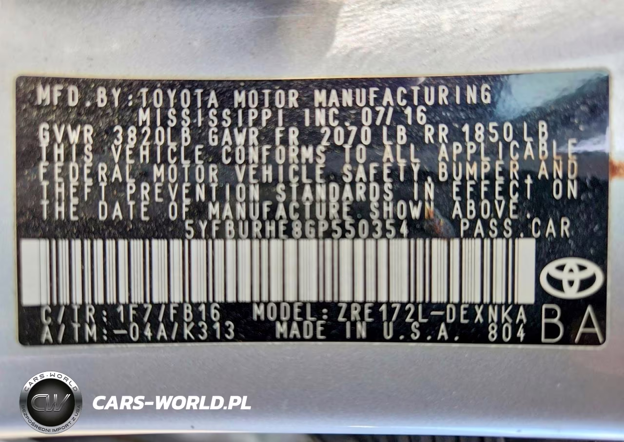 2016 Toyota Corolla Le VIN:5YFBURHE8GP550354 - 12