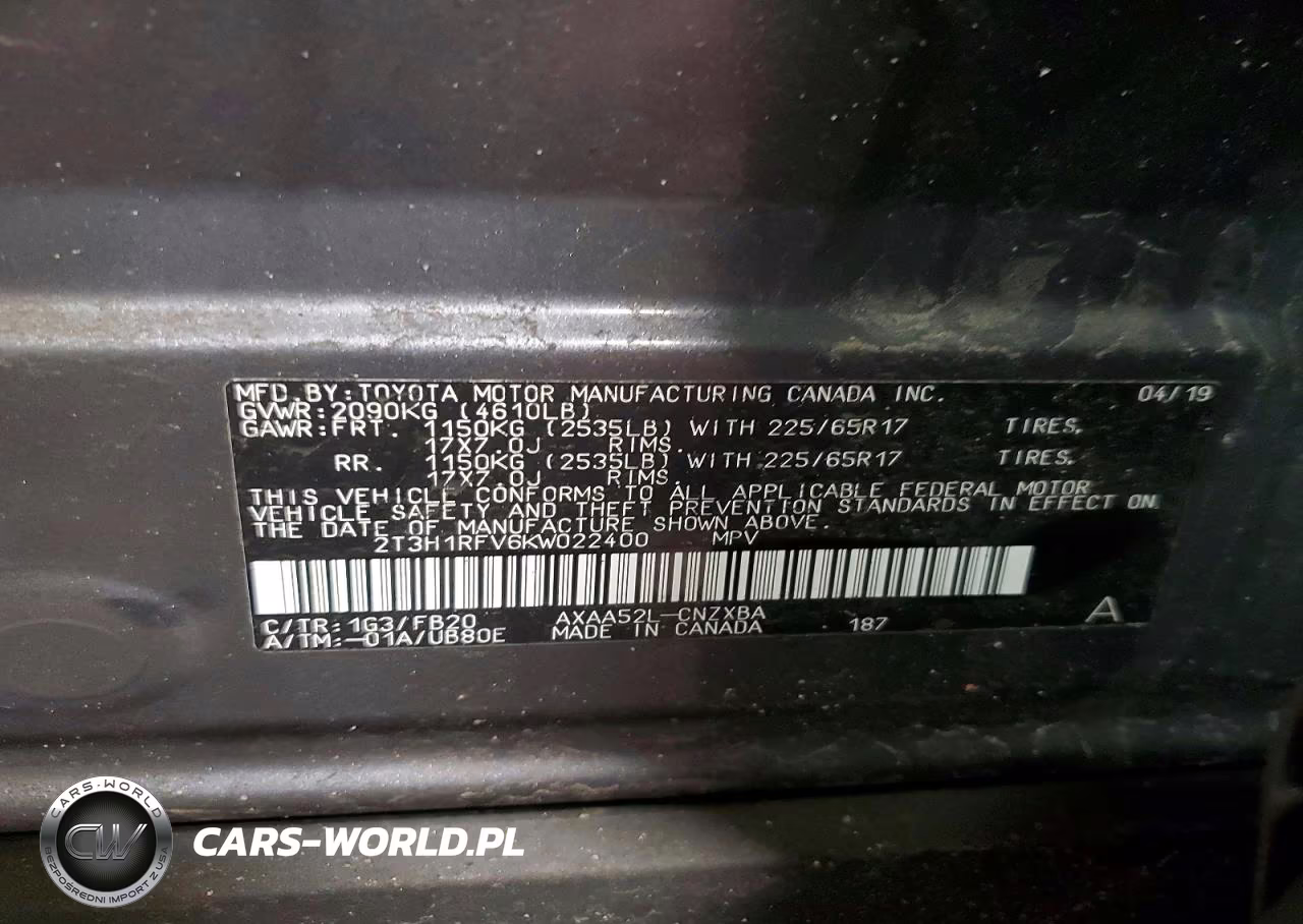 2019 Toyota Rav4 Le VIN:2T3H1RFV6KW022400 - 13