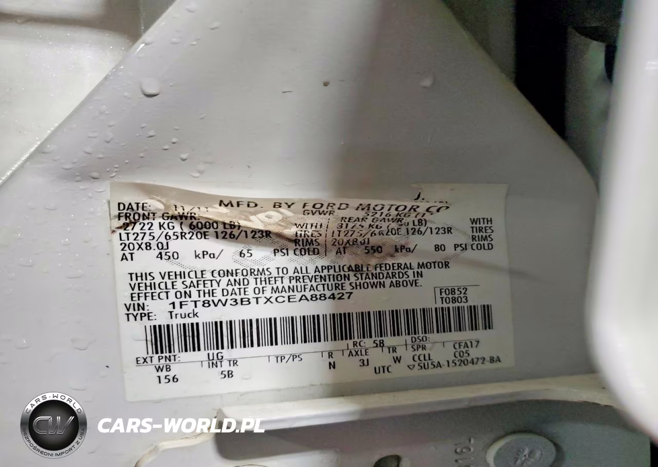 2012 Ford F350 Super Duty VIN:1FT8W3BTXCEA88427 - 12