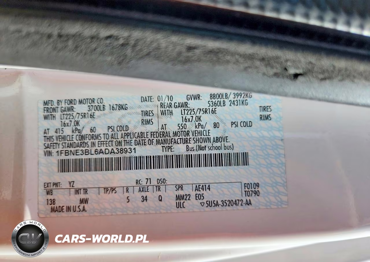 2010 Ford Econoline E350 Super Duty Wagon VIN:1FBNE3BL6ADA38931 - 13