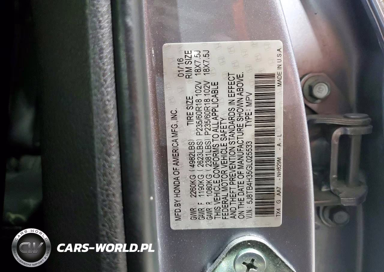 2016 Acura Rdx VIN:5J8TB4H35GL025533 - 12