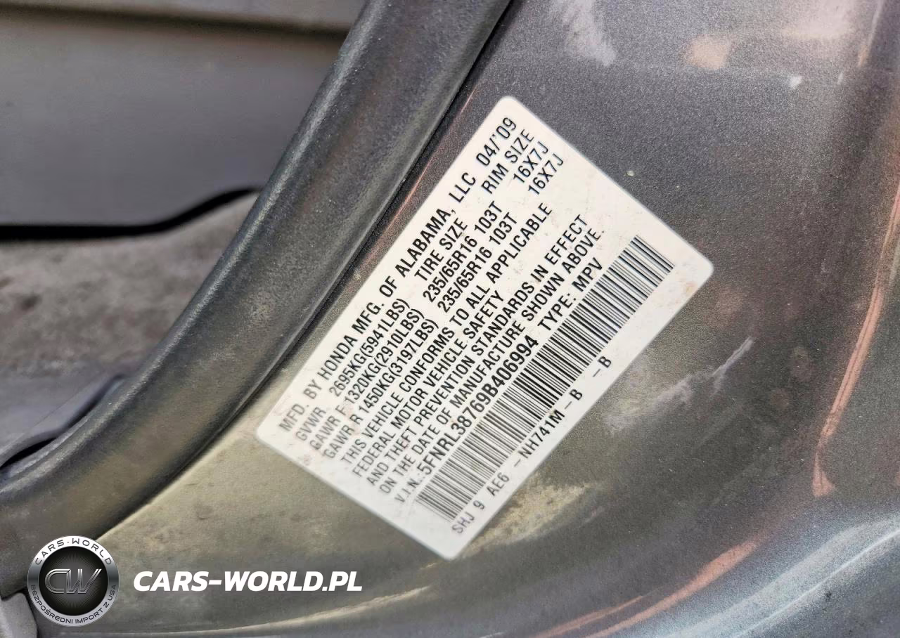 2009 Honda Odyssey Exl VIN:5FNRL38769B406994 - 13
