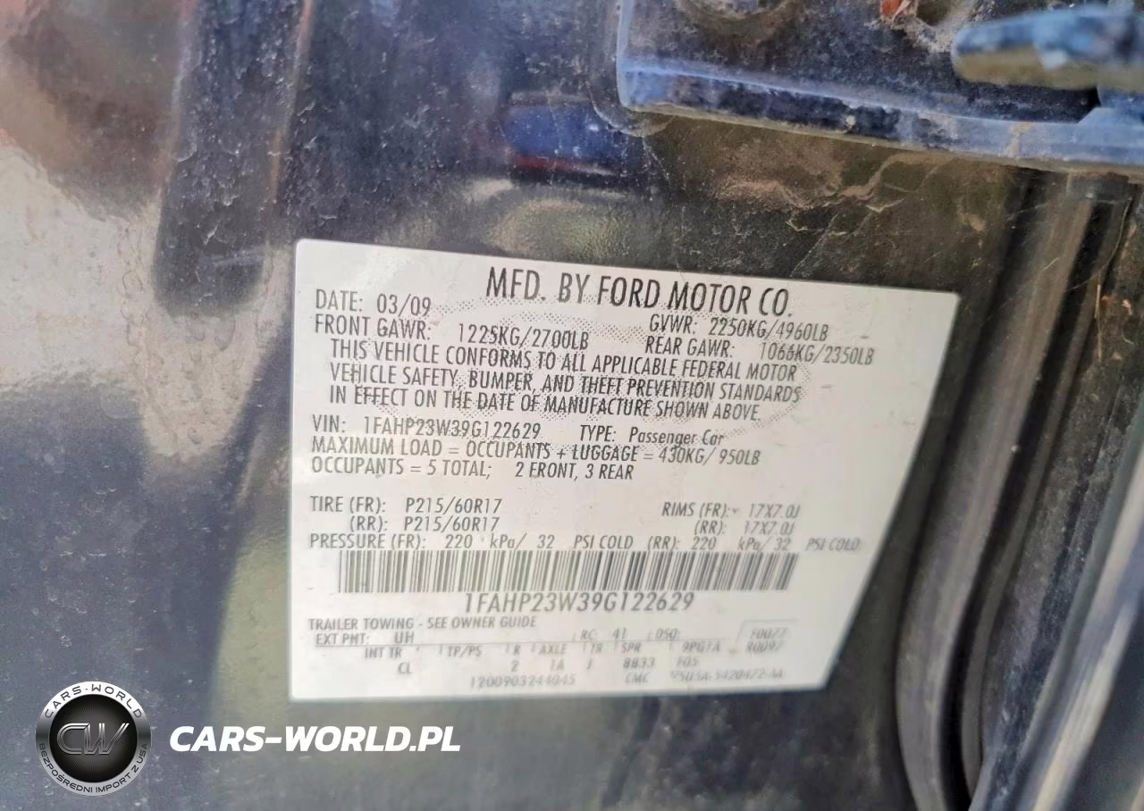 2009 Ford Taurus Se VIN:1FAHP23W39G122629 - 12