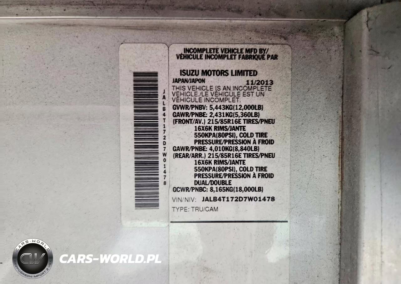 2013 Isuzu Npr Delivery Truck VIN:JALB4T172D7W01478 - 12