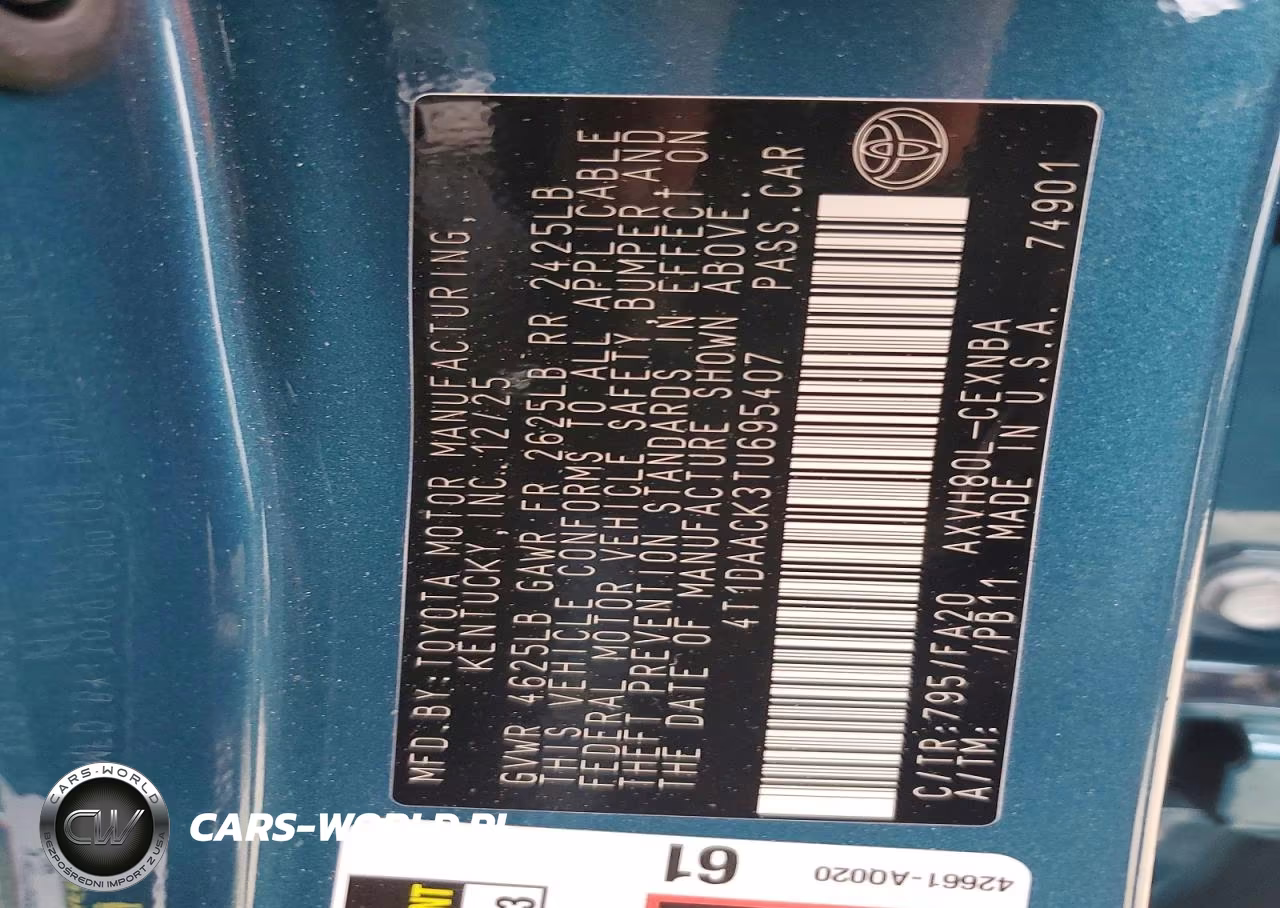 2026 Toyota Camry Le VIN:4T1DAACK3TU695407 - 13