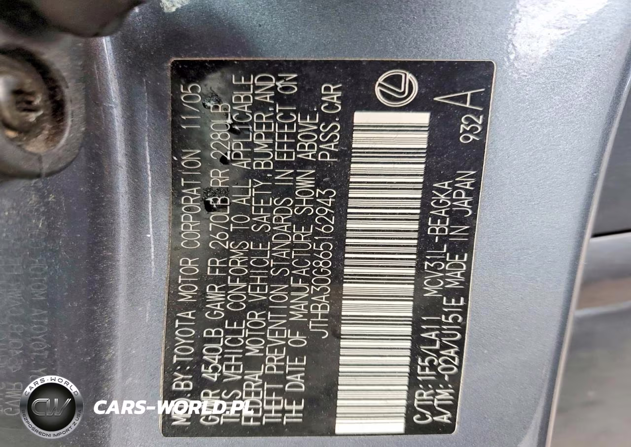 2006 Lexus Es 330 Base VIN:JTHBA30G865162943 - 12