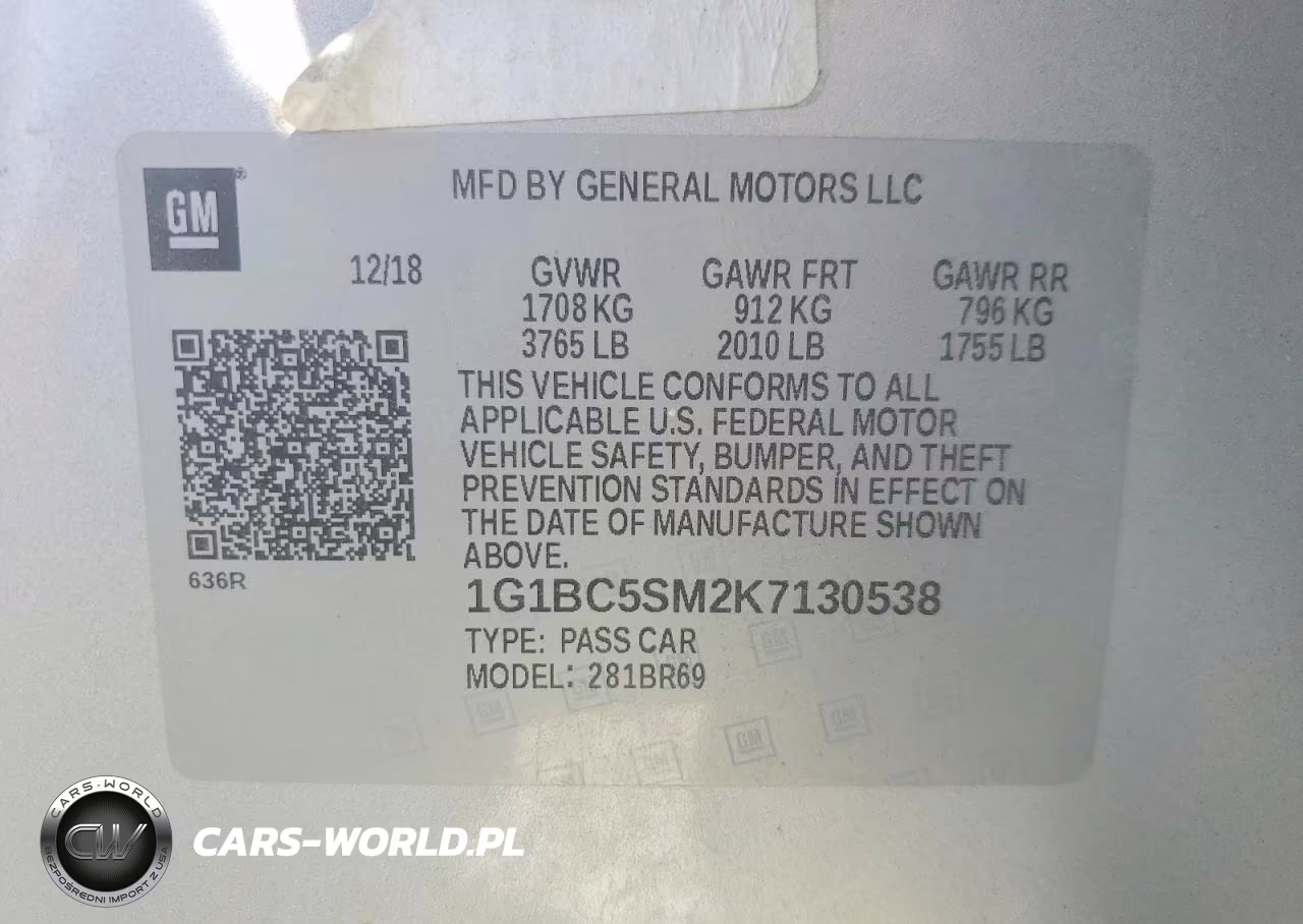 2019 Chev Cruze Ls VIN:1G1BC5SM2K7130538 - 12