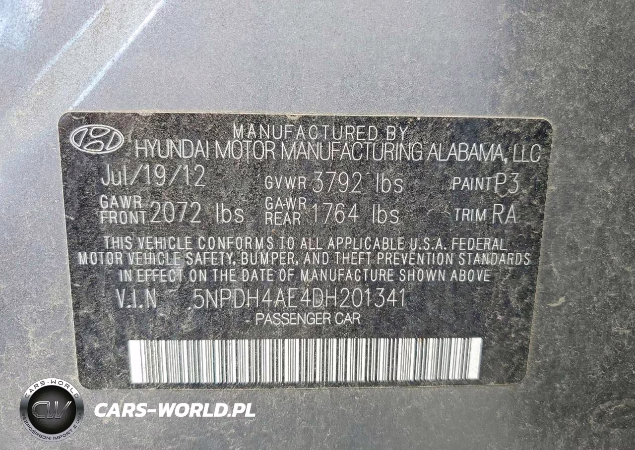 2013 Hyundai Elantra Gls VIN:5NPDH4AE4DH201341 - 12