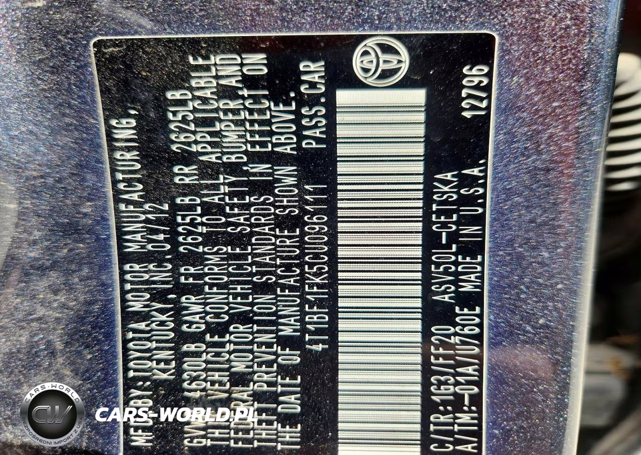 2012 Toyota Camry Se VIN:4T1BF1FK5CU096111 - 12