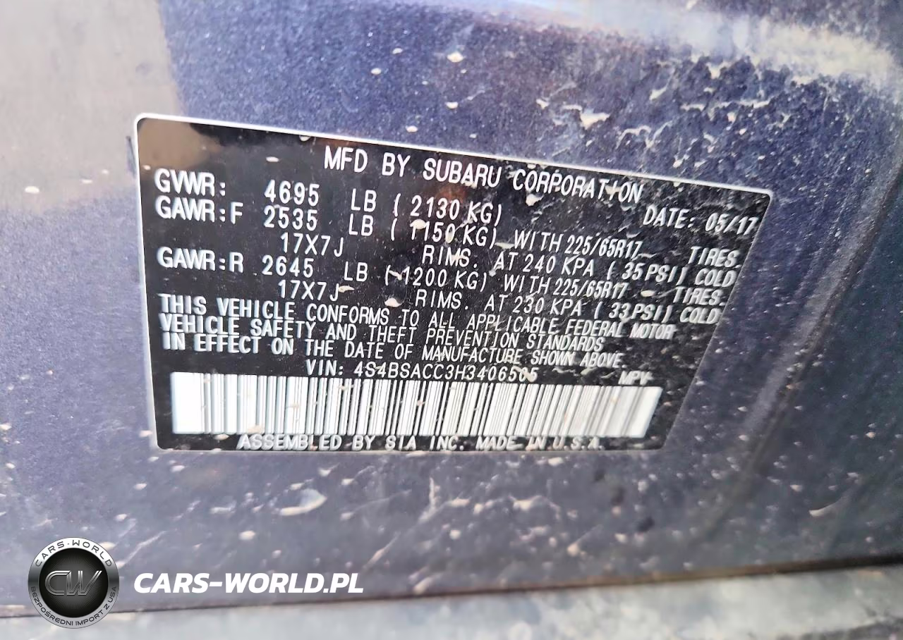 2017 Subaru Outback 2.5I Premium VIN:4S4BSACC3H3406505 - 12