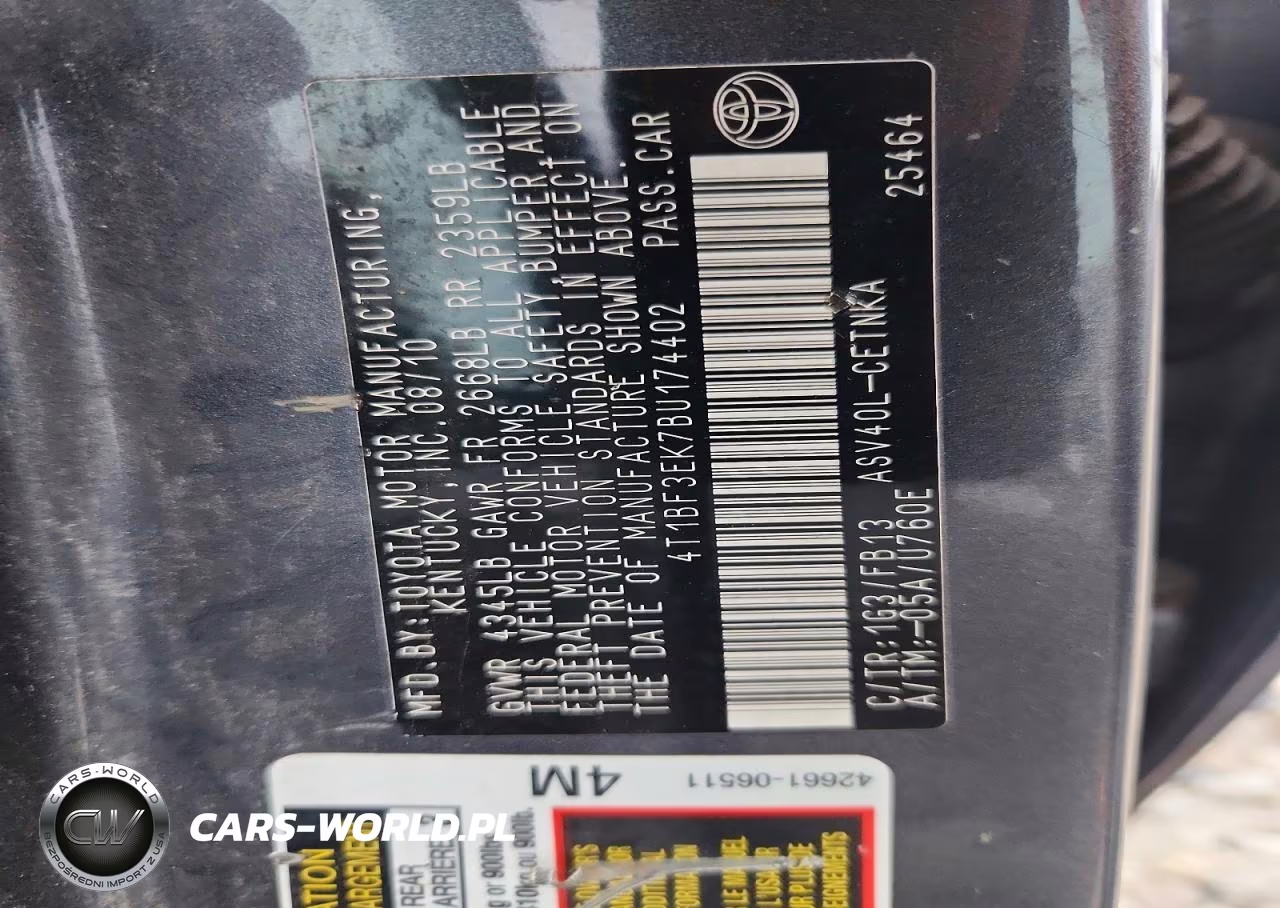 2011 Toyota Camry Le VIN:4T1BF3EK7BU174402 - 12