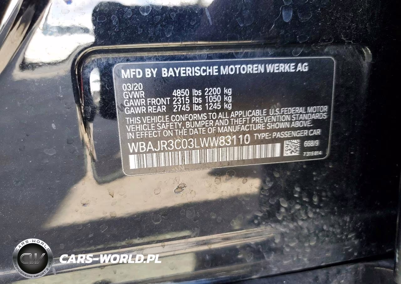 2020 BMW 530 I VIN:WBAJR3C03LWW83110 - 12