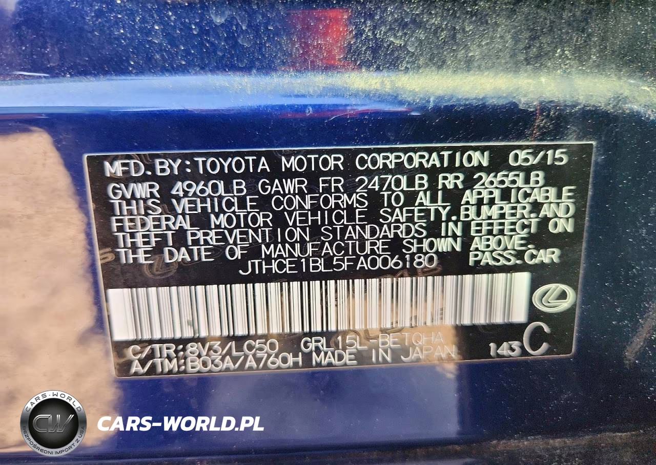 2015 Lexus Gs 350 VIN:JTHCE1BL5FA006180 - 12