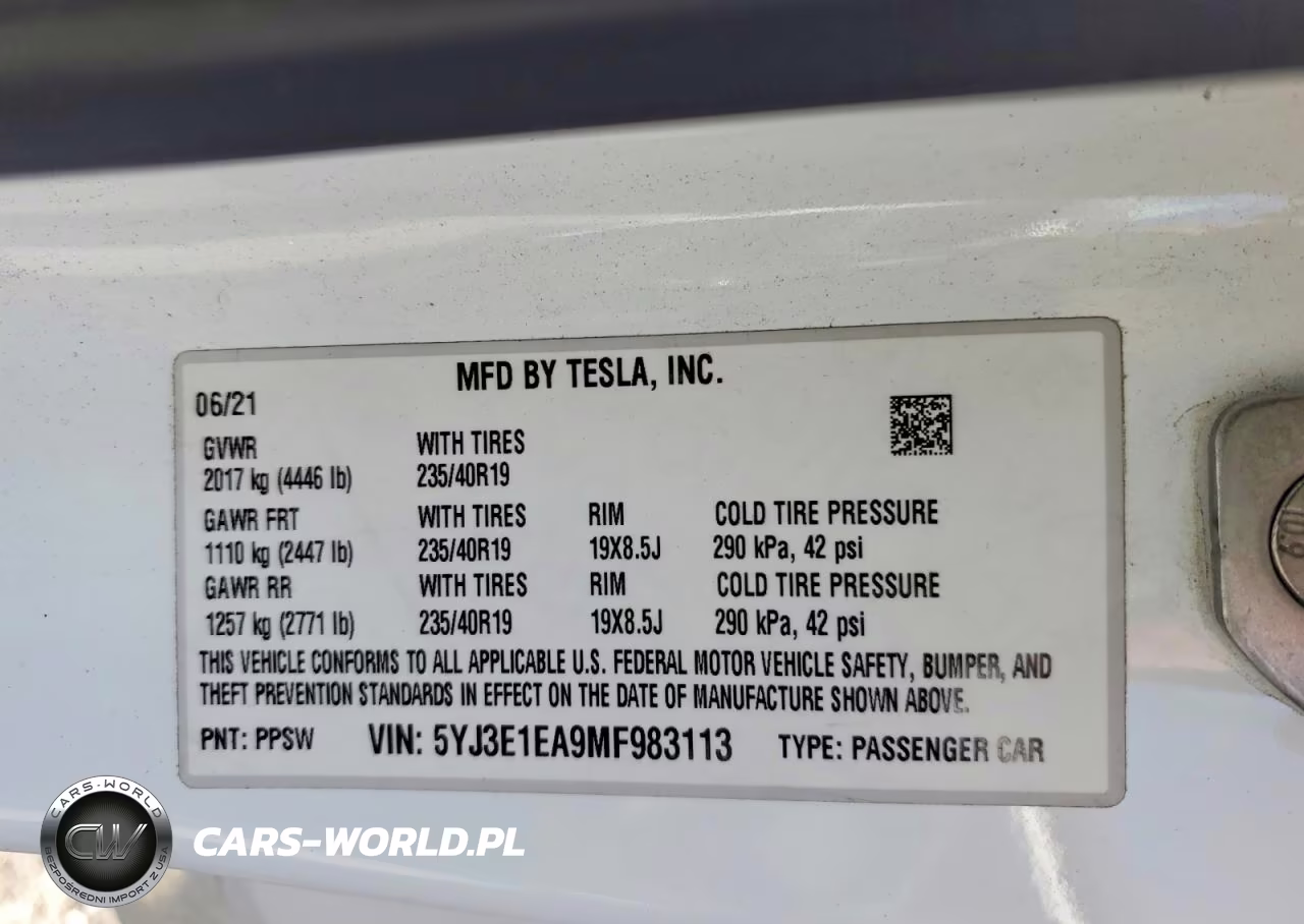 2021 Tesla Model 3 VIN:5YJ3E1EA9MF983113 - 12
