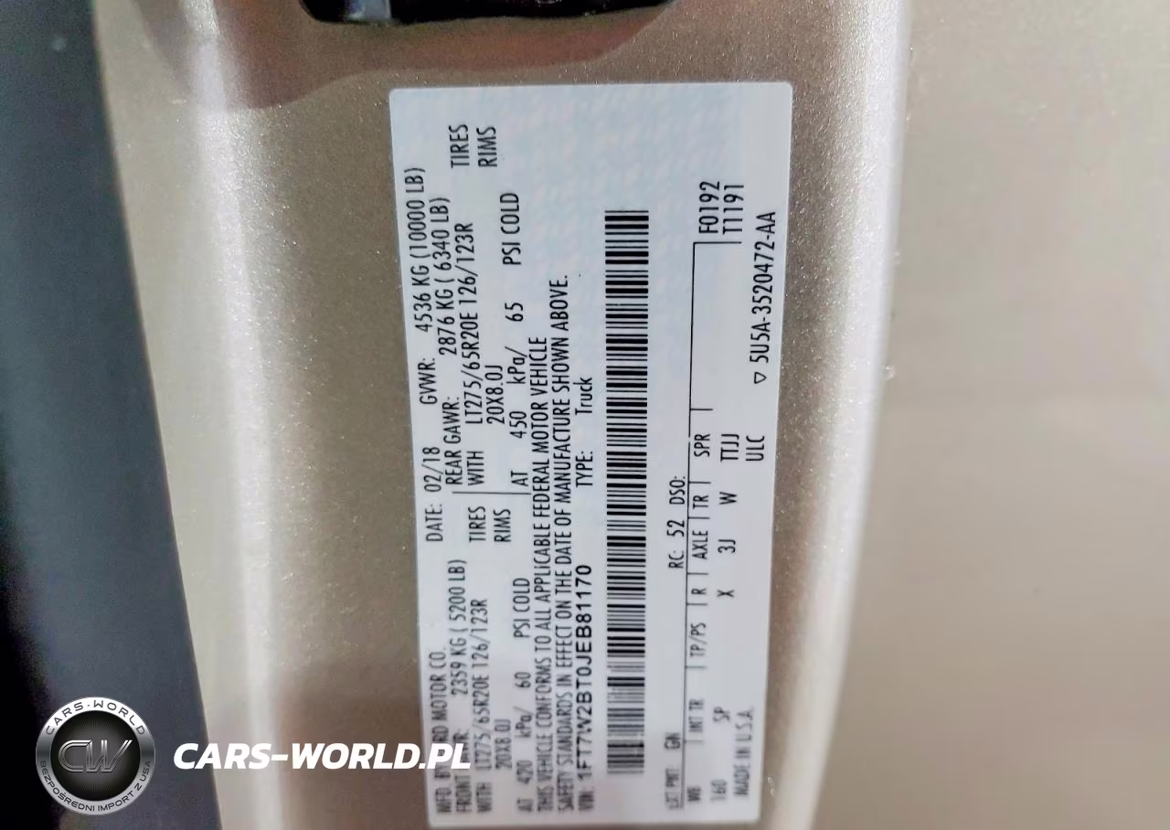 2018 Ford F250 Super Duty VIN:1FT7W2BT0JEB81170 - 12