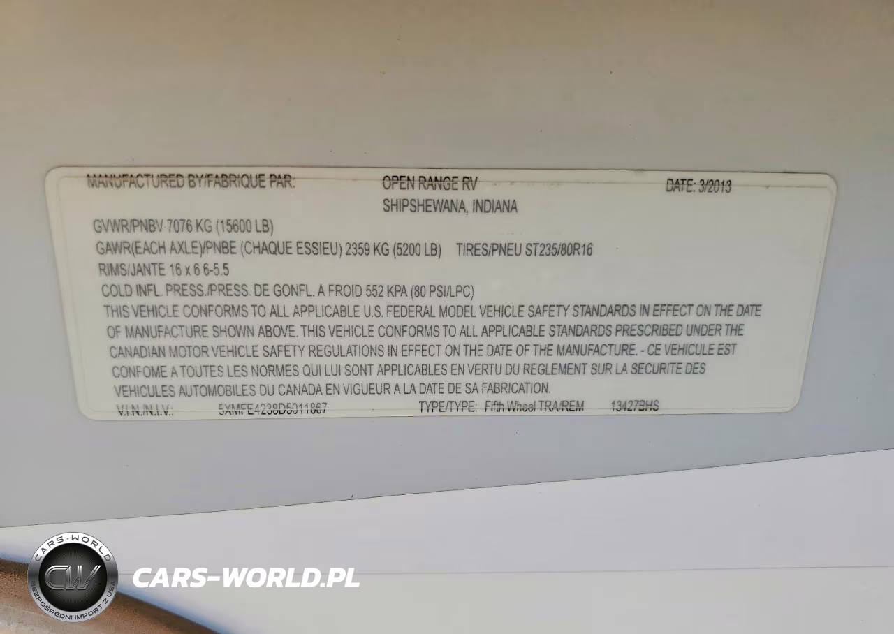 2013 Open Range Camper VIN:5XMFE4238D5011867 - 10