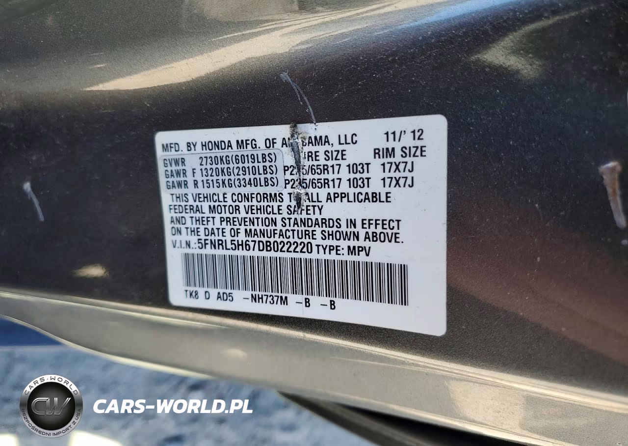 2013 Honda Odyssey Exl VIN:5FNRL5H67DB022220 - 14