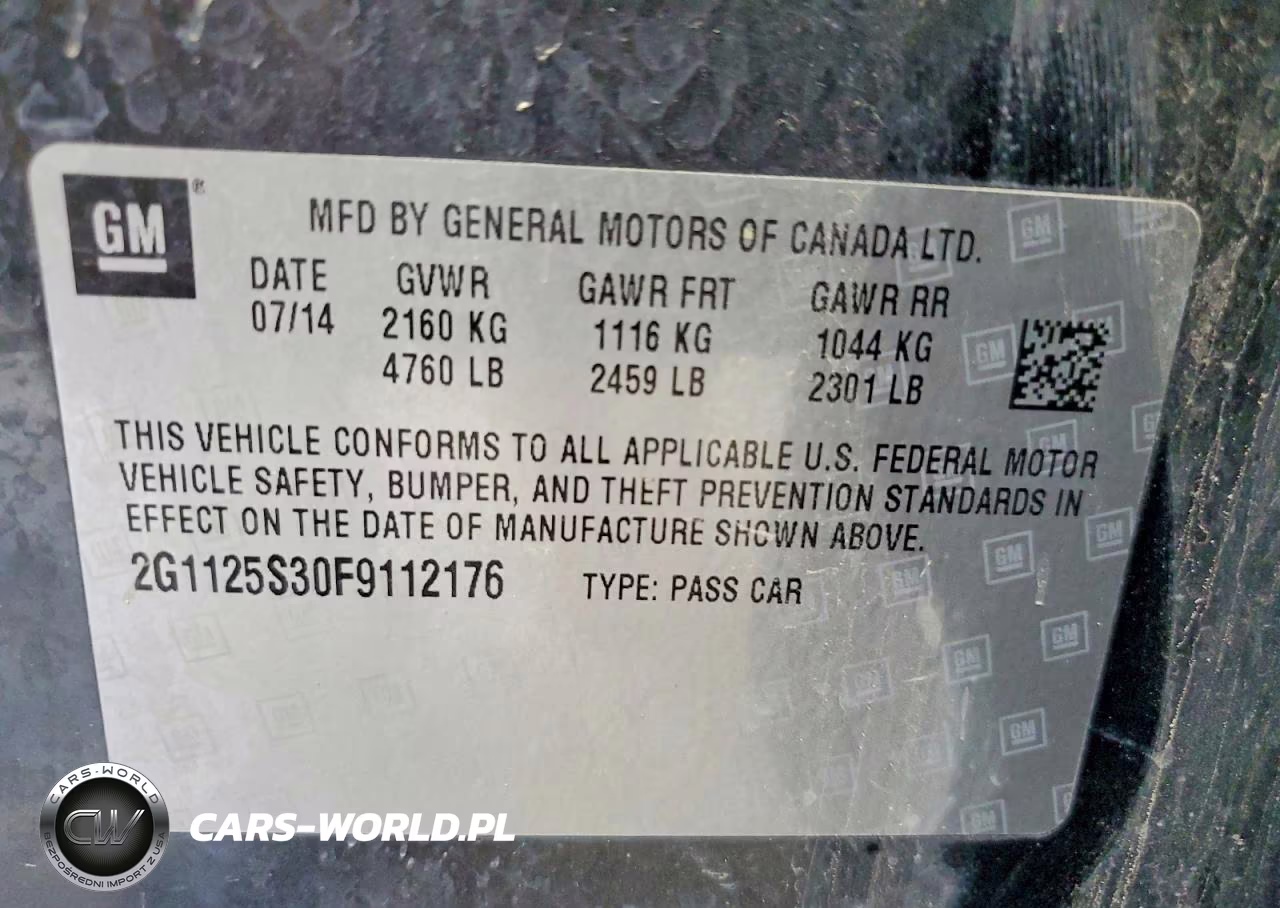 2015 Chevrolet Impala Lt VIN:2G1125S30F9112176 - 12