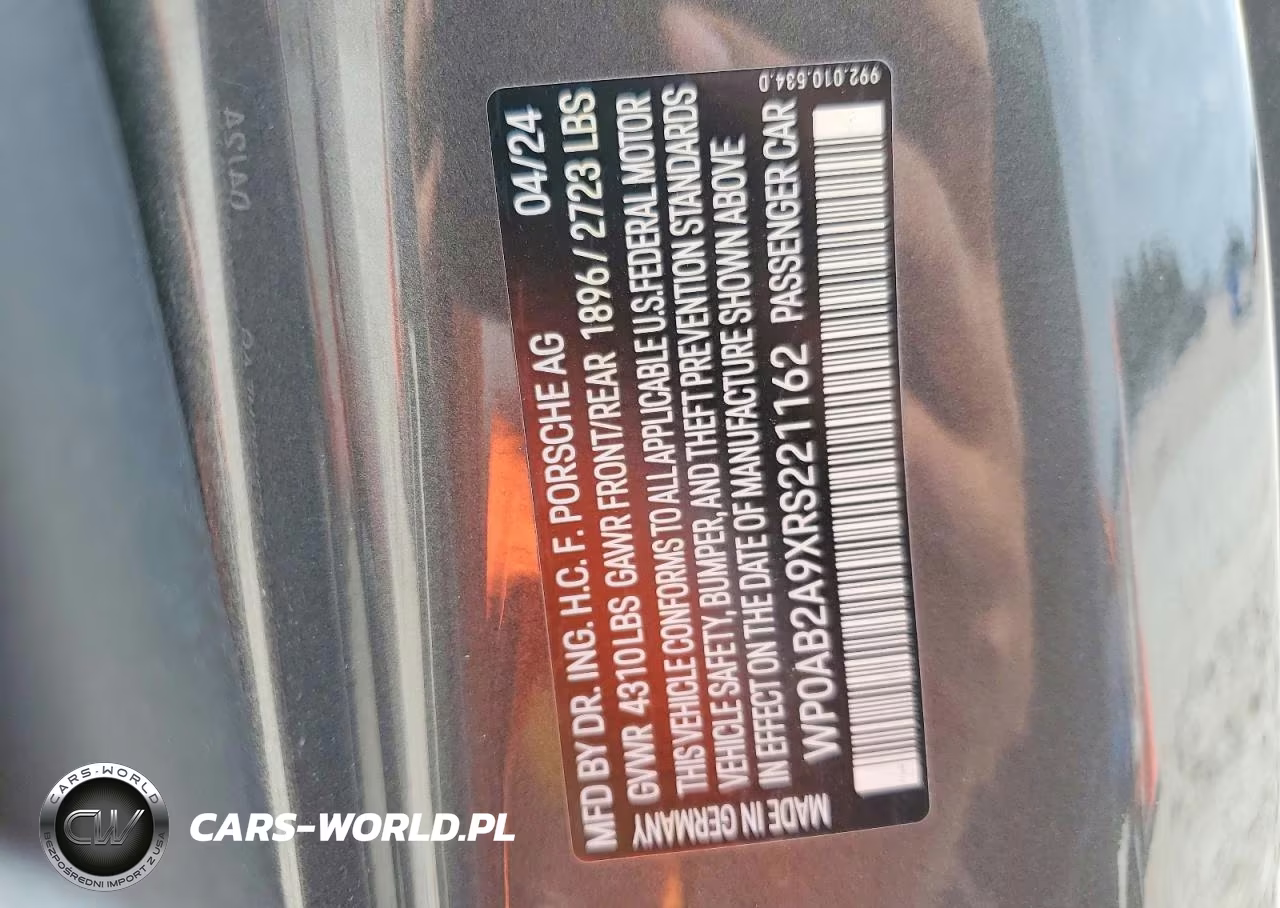 2024 Porsche 911 Carrera S VIN:WP0AB2A9XRS221162 - 12