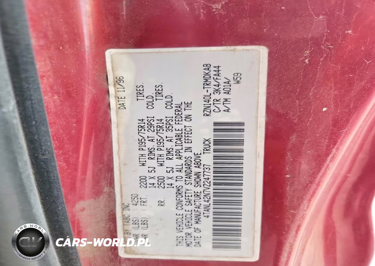1997 Toyota Tacoma Base VIN:4TANL42N7VZ247737 - 12
