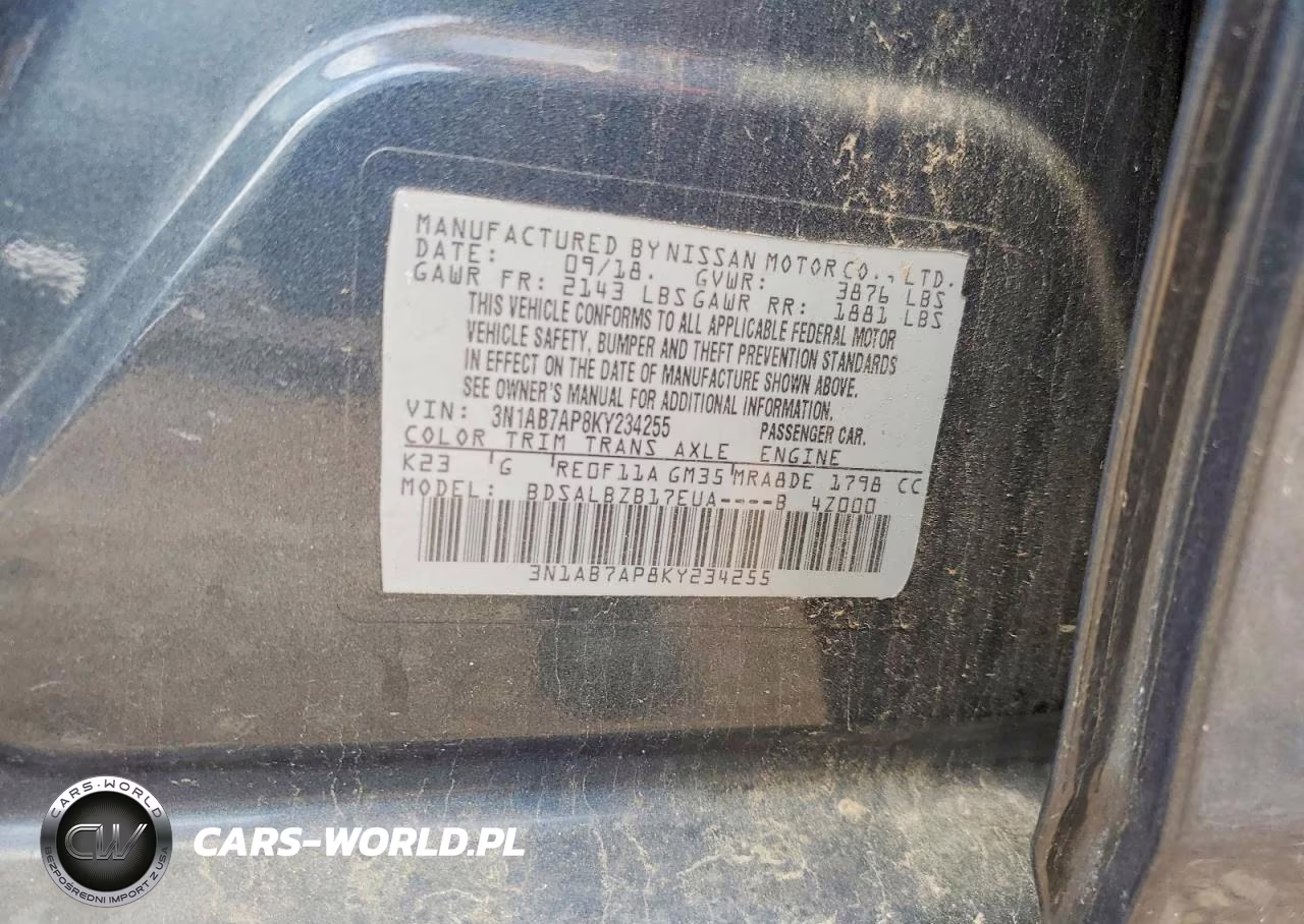 2019 Nissan Sentra S VIN:3N1AB7AP8KY234255 - 12