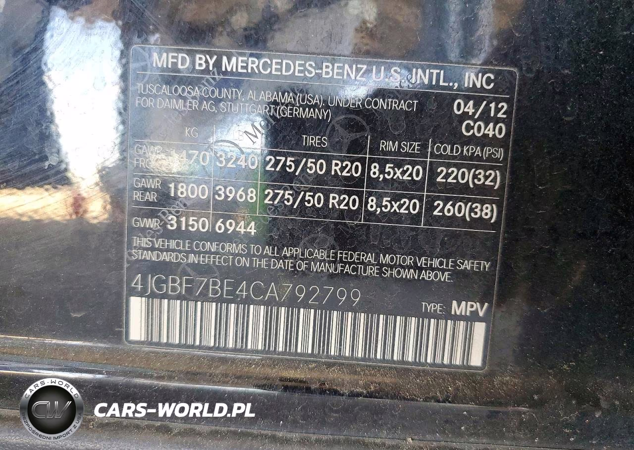 2012 Mercedes-Benz Gl 450 4Matic VIN:4JGBF7BE4CA792799 - 14