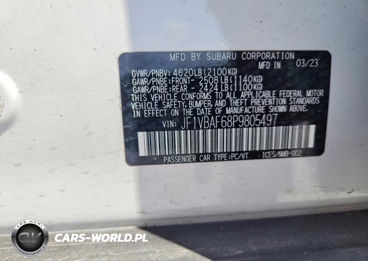 2023 Subaru Wrx Premium VIN:JF1VBAF68P9805497 - 12