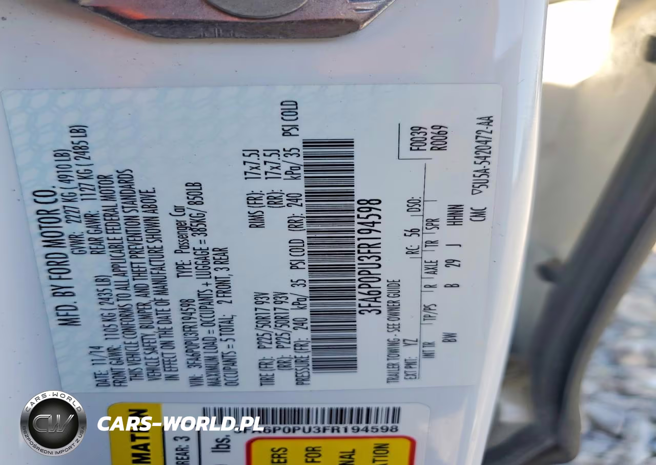 2015 Ford Fusion Se Phev VIN:3FA6P0PU3FR194598 - 12
