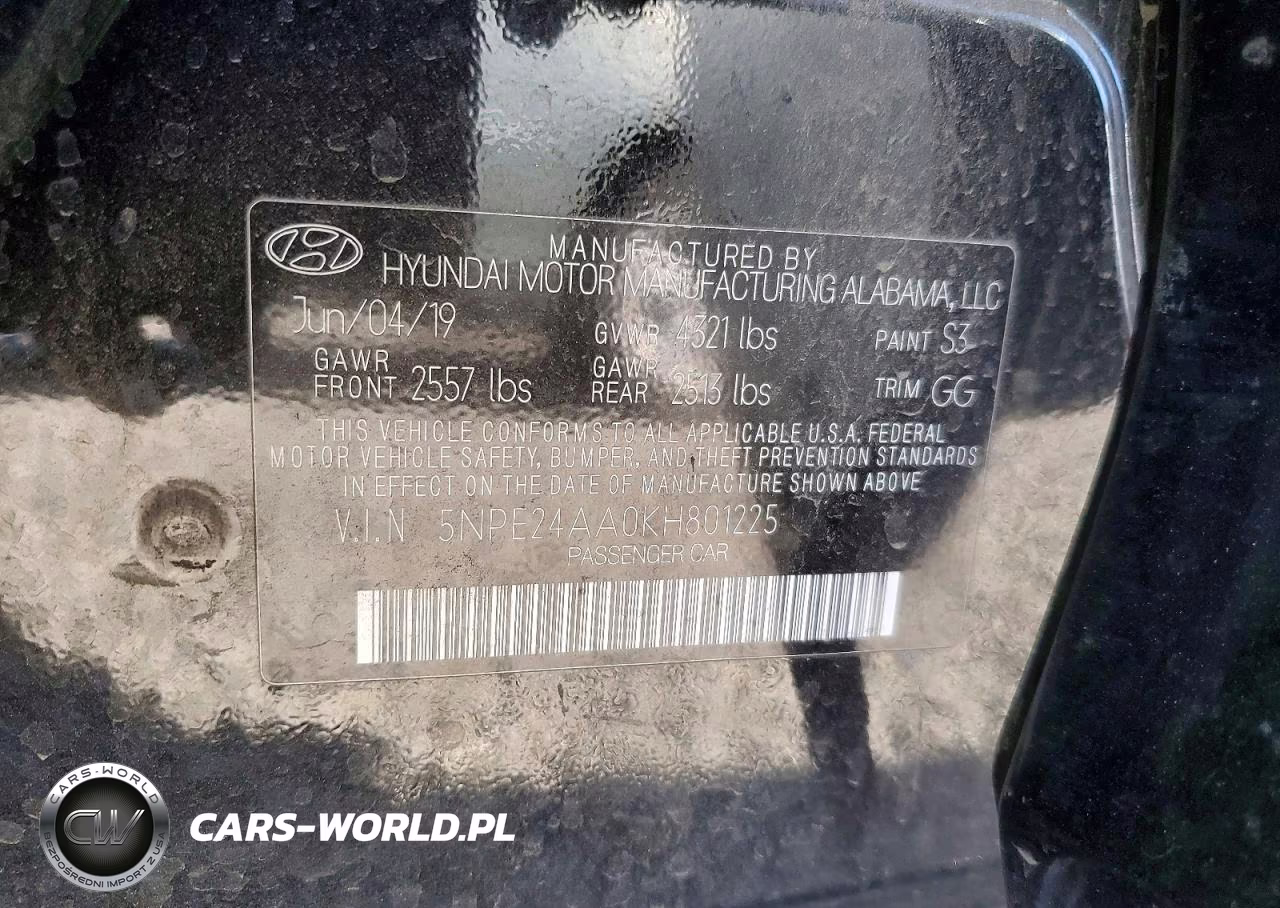 2019 Hyundai Sonata Eco Turbo VIN:5NPE24AA0KH801225 - 13