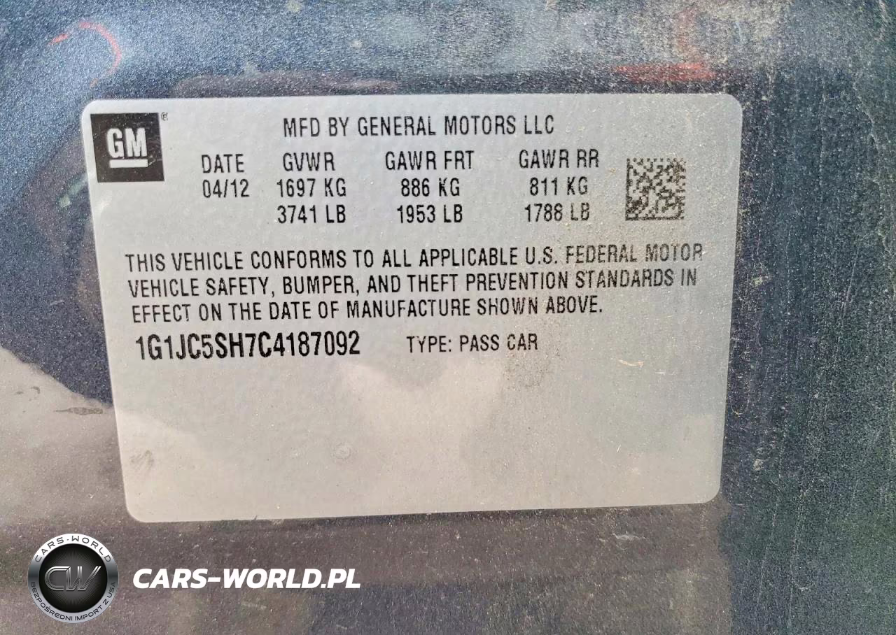 2012 Chevrolet Sonic VIN:1G1JC5SH7C4187092 - 12