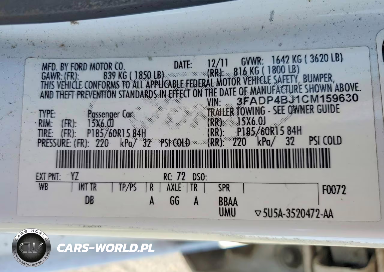2012 Ford Fiesta Se VIN:3FADP4BJ1CM159630 - 12