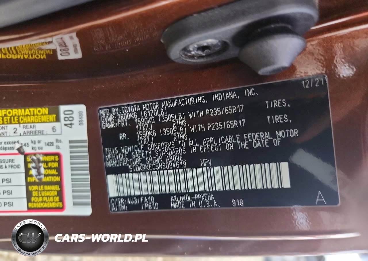 2022 Toyota Sienna Le VIN:5TDKRKEC5NS094619 - 13