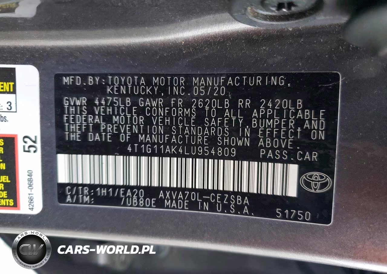 2020 Toyota Camry Se VIN:4T1G11AK4LU954809 - 13