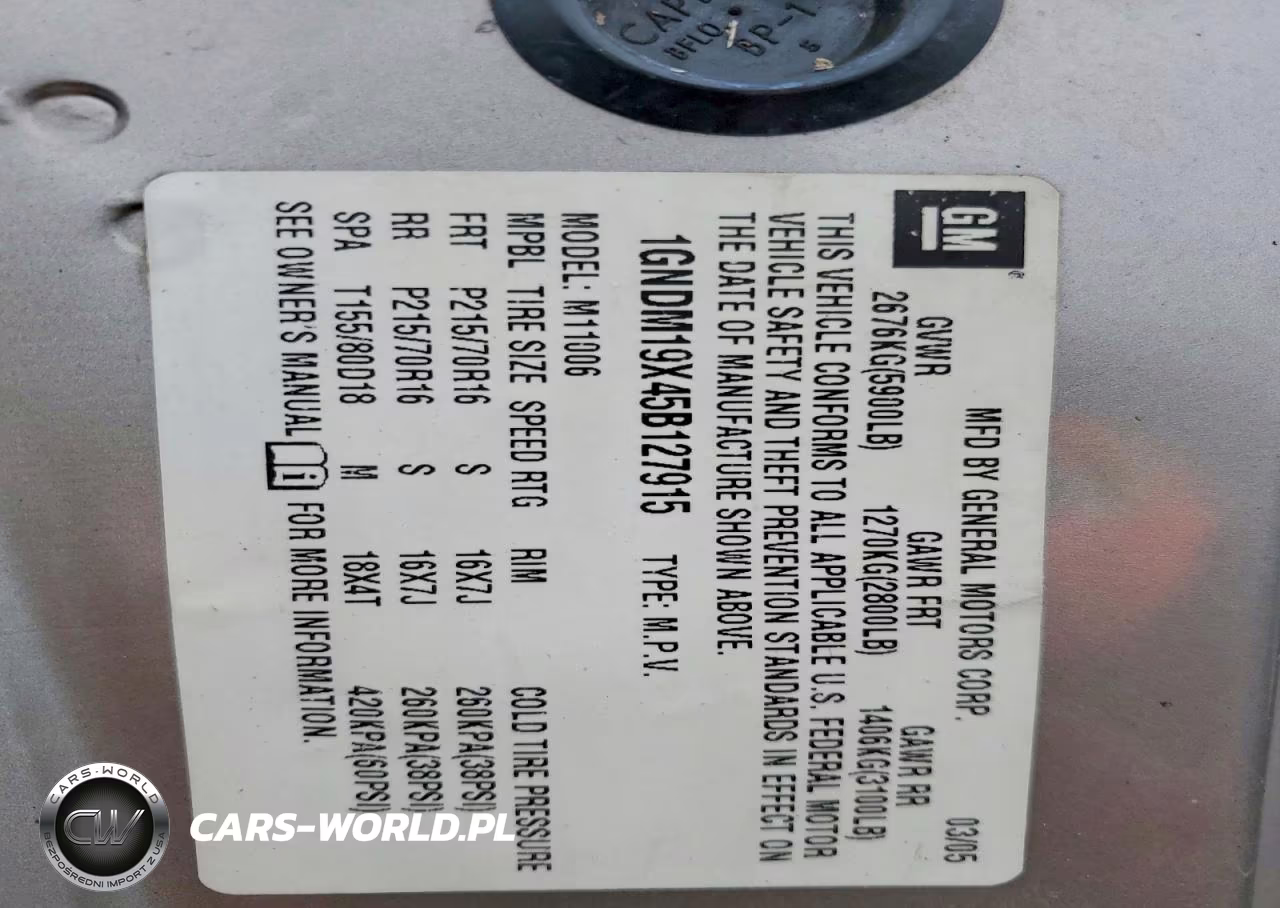 2005 Chev Astro VIN:1GNDM19X45B127915 - 13