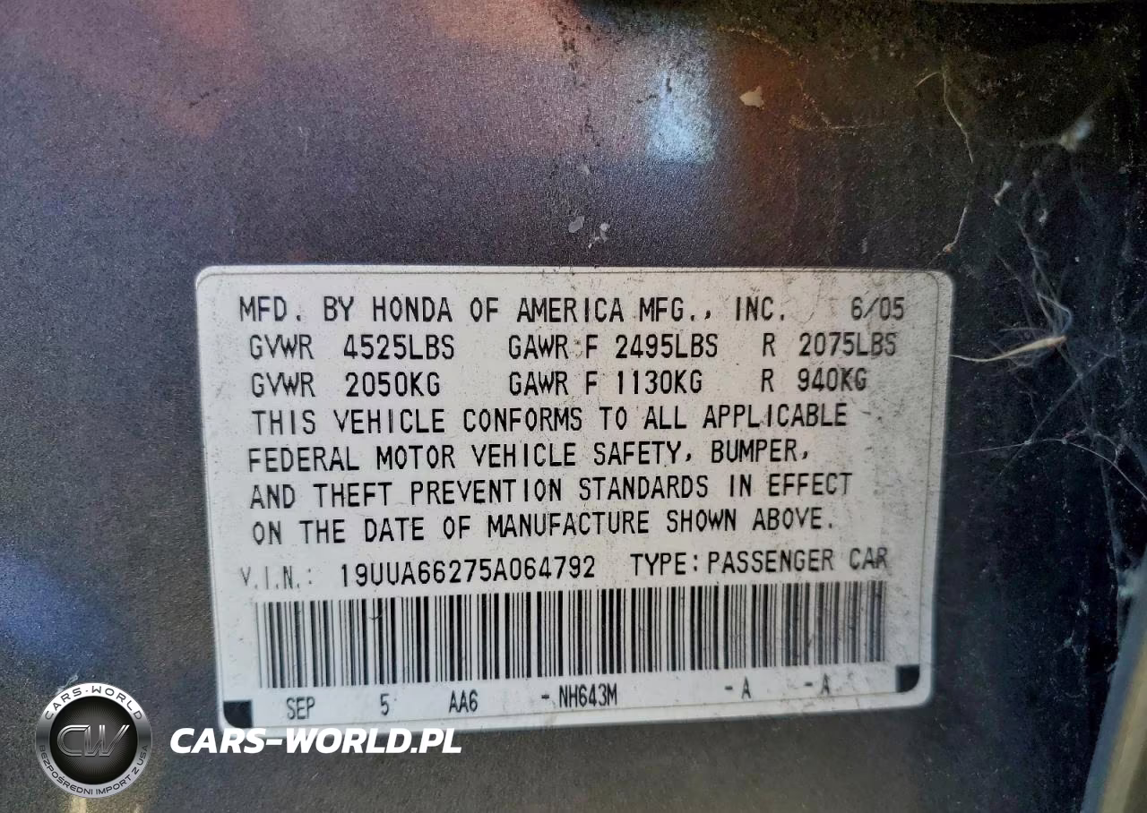 2005 Acura Tl VIN:19UUA66275A064792 - 12