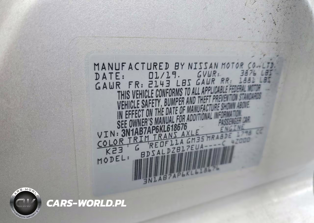 2019 Nissan Sentra Sv VIN:3N1AB7AP6KL618676 - 12