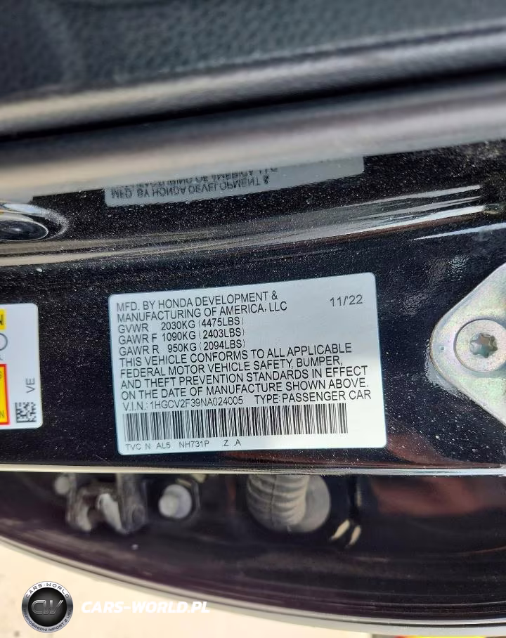 2022 Honda Accord Sport VIN:1HGCV2F39NA024005 - 12