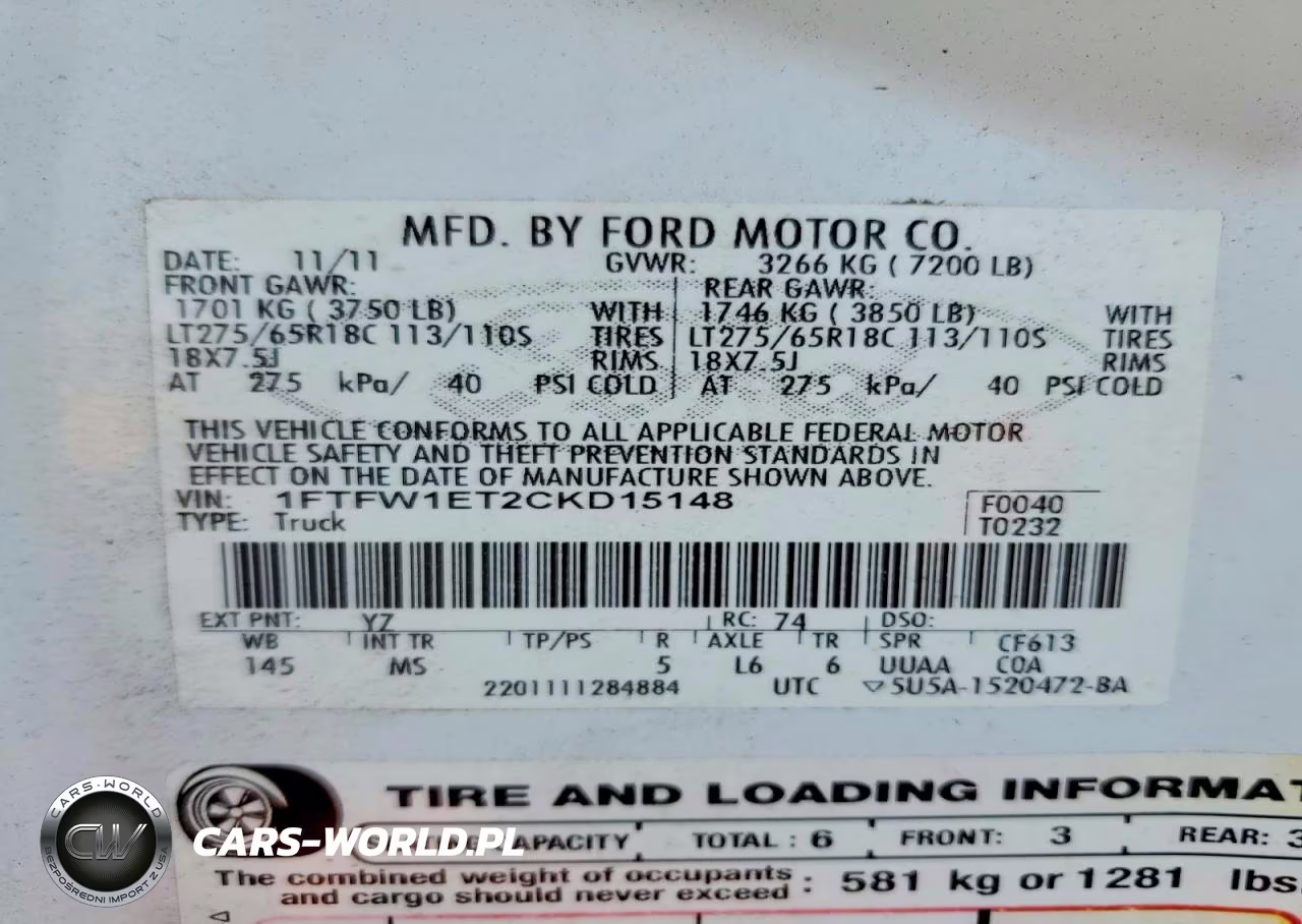 2012 Ford F150 Supercrew VIN:1FTFW1ET2CKD15148 - 12