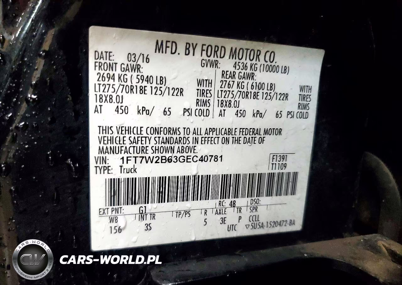 2016 Ford F250 Super Duty VIN:1FT7W2B63GEC40781 - 12
