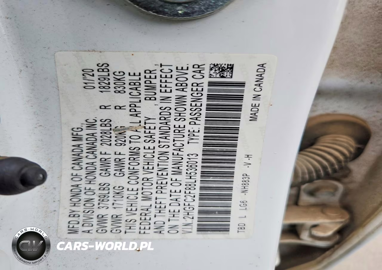 2020 Honda Civic Sport VIN:2HGFC2F88LH536013 - 12