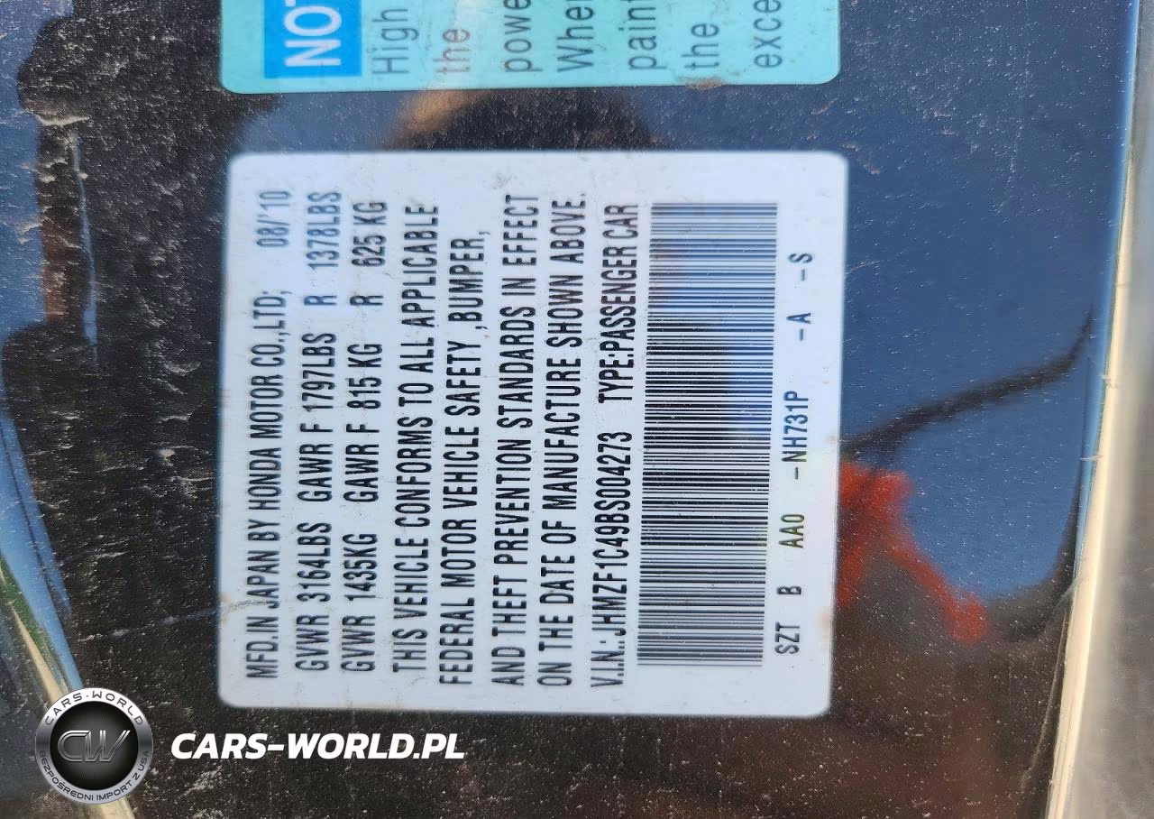 2011 Honda Cr-Z VIN:JHMZF1C49BS004273 - 12