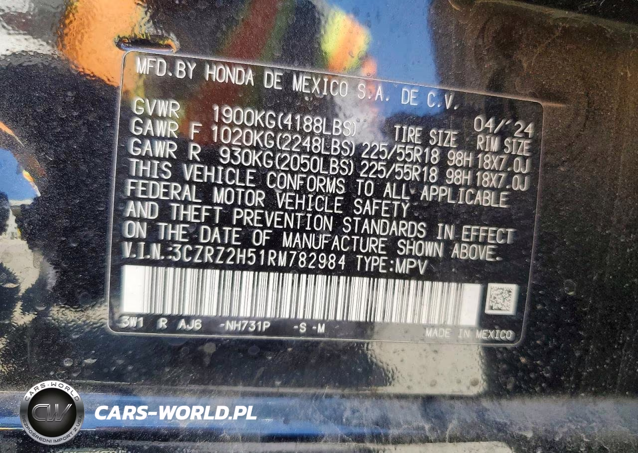2024 Honda Hr-V Sport VIN:3CZRZ2H51RM782984 - 13
