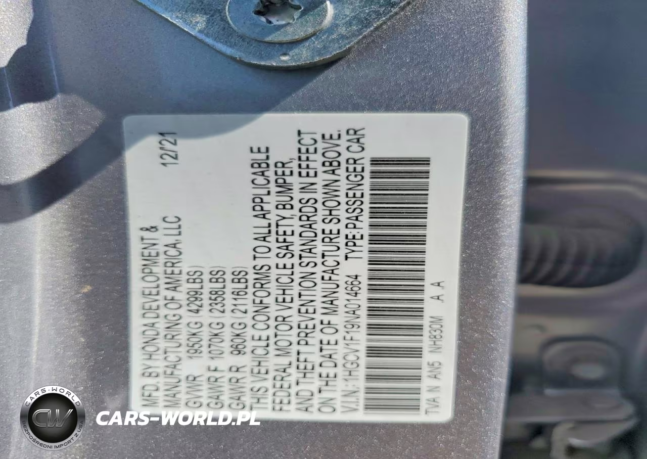 2022 Honda Accord Lx VIN:1HGCV1F19NA014664 - 12