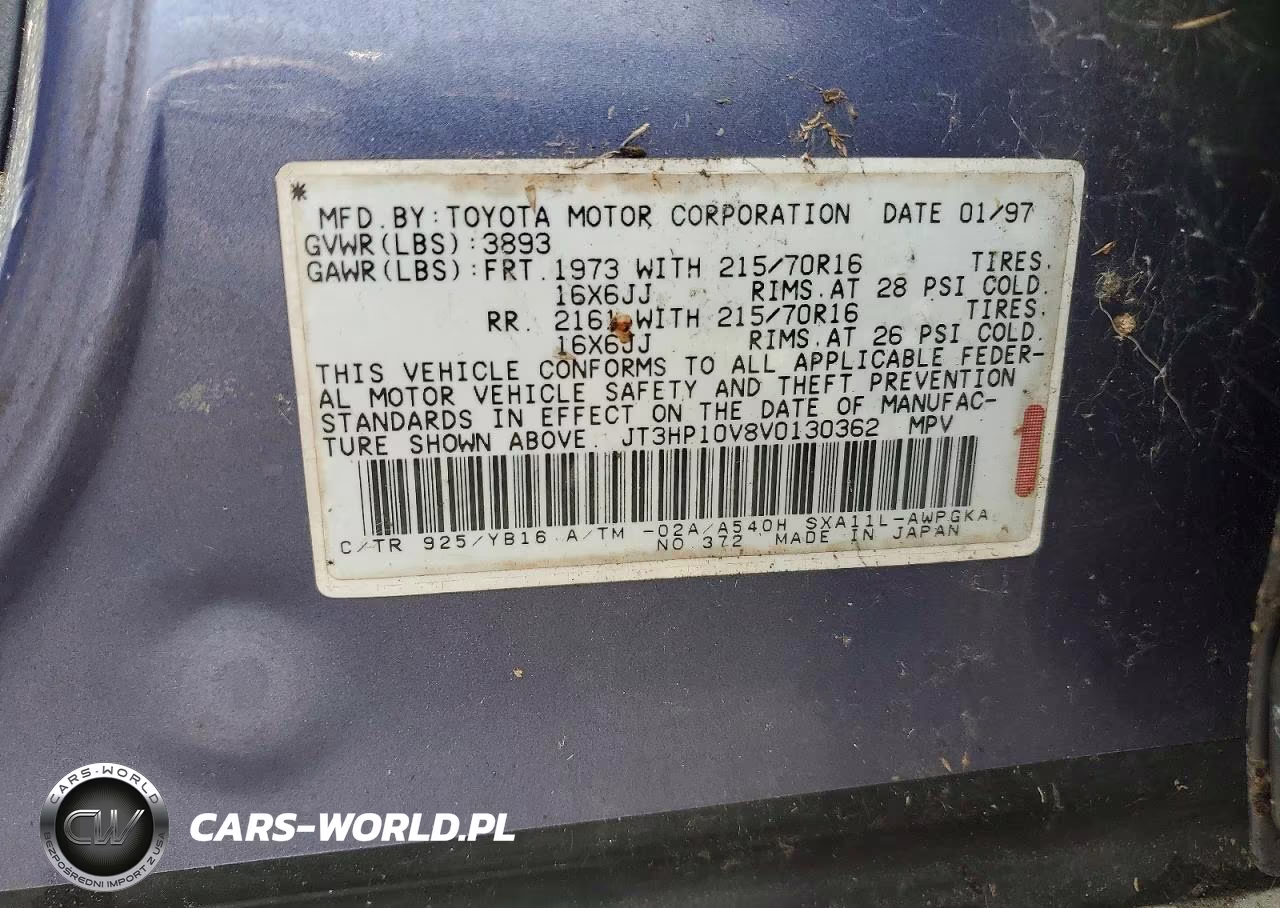 1997 Toyota Rav4 Base VIN:JT3HP10V8V0130362 - 12