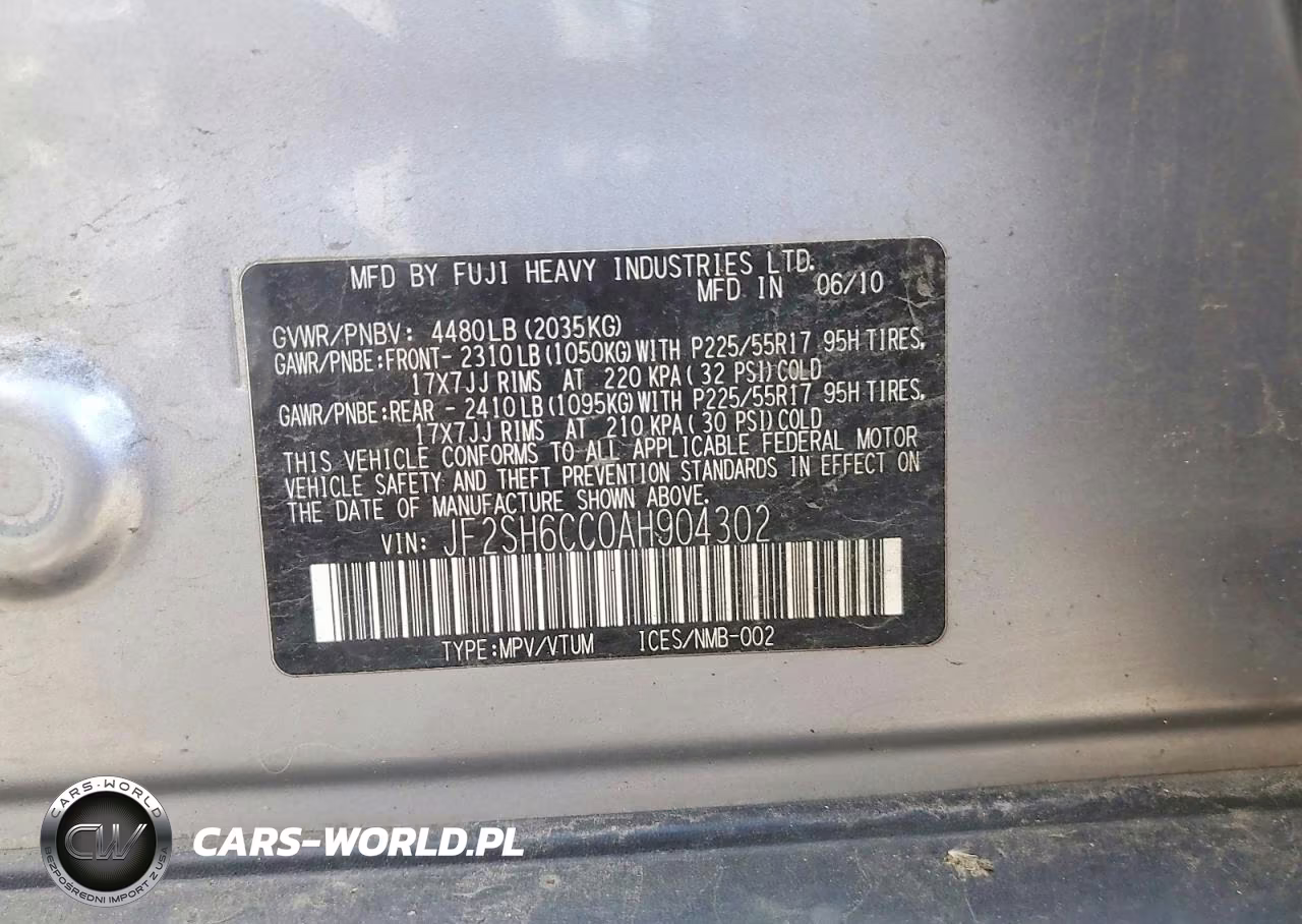 2010 Subaru Forester 2.5X Premium VIN:JF2SH6CC0AH904302 - 12