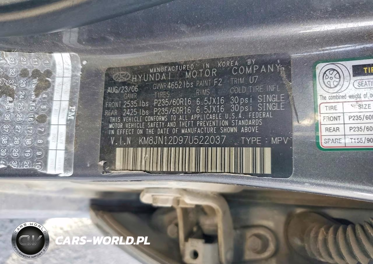 2007 Hyundai Tucson Se VIN:KM8JN12D97U522037 - 13