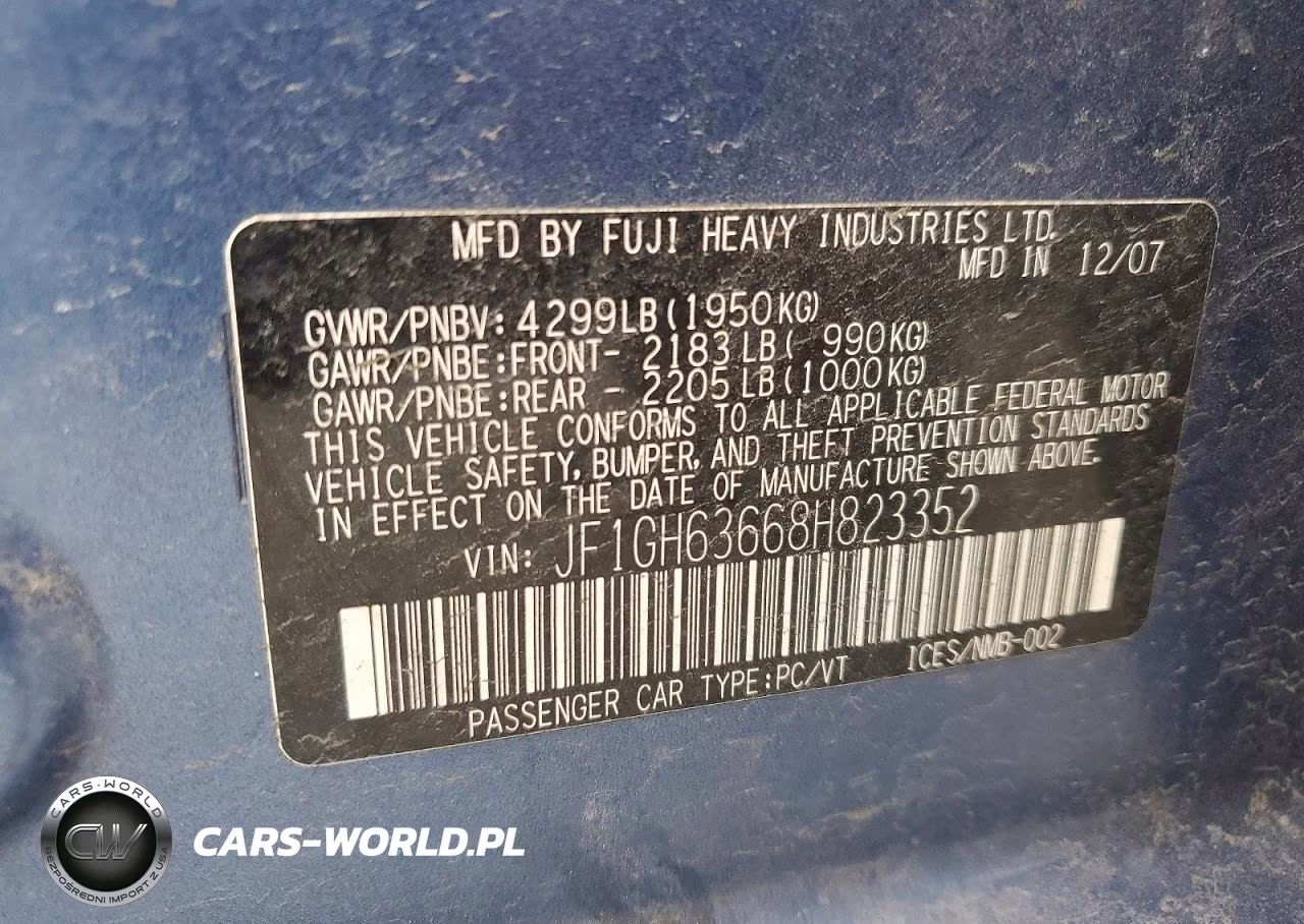 2008 Subaru Impreza Outback Sport VIN:JF1GH63668H823352 - 13
