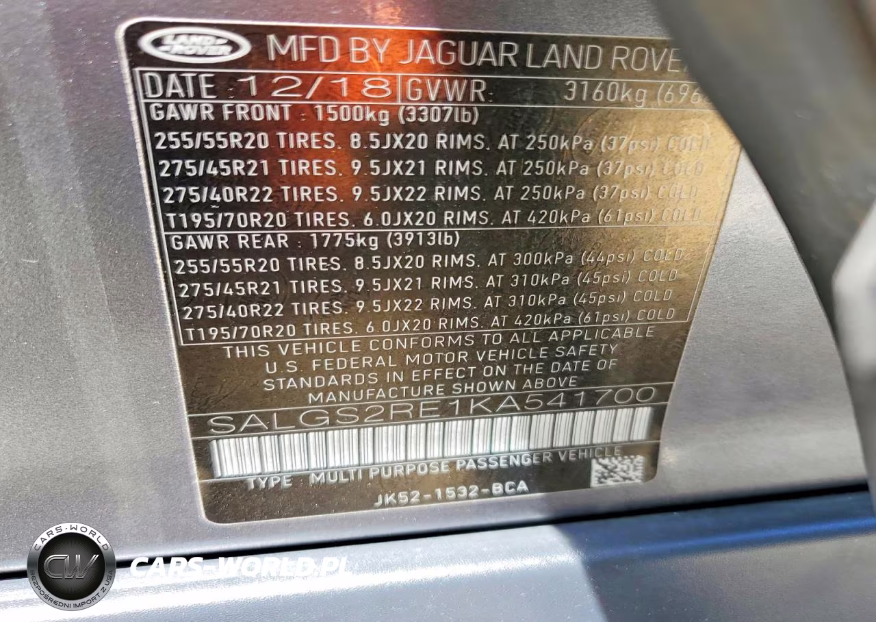 2019 Land Rover Range Rover Supercharged VIN:SALGS2RE1KA541700 - 12