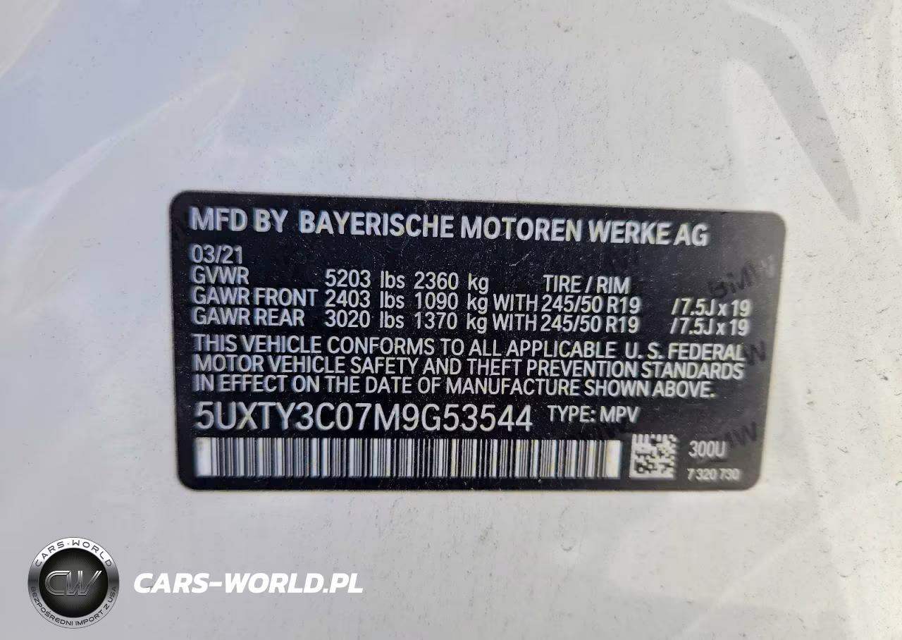 2021 BMW X3 Sdrive30I VIN:5UXTY3C07M9G53544 - 12